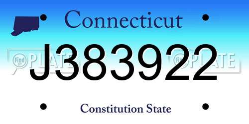 J383922 Connecticut License Plate