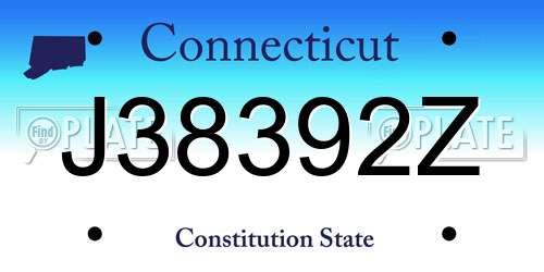 J38392Z Connecticut License Plate