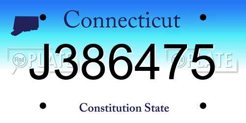 J386475 Connecticut License Plate