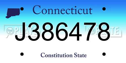 J386478 Connecticut License Plate