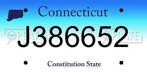 J386652 Connecticut License Plate