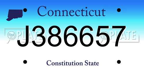 J386657 Connecticut License Plate
