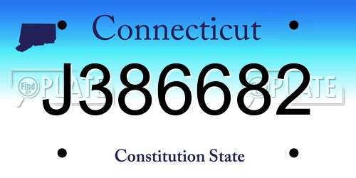 J386682 Connecticut License Plate