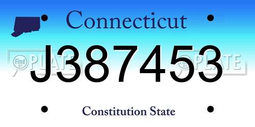 J387453 Connecticut License Plate