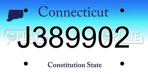 J389902 Connecticut License Plate
