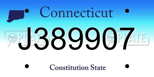 J389907 Connecticut License Plate