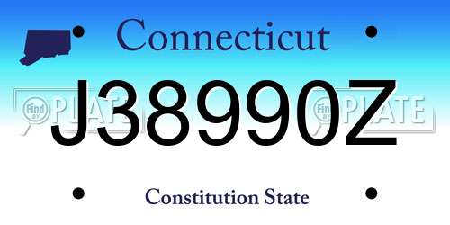 J38990Z Connecticut License Plate