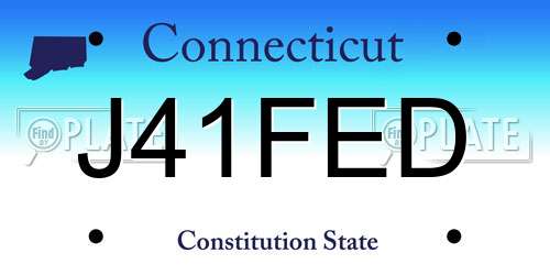 J41FED Connecticut License Plate