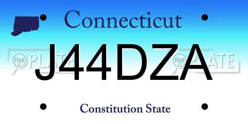 J44DZA Connecticut License Plate