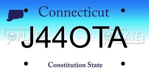 J44OTA Connecticut License Plate