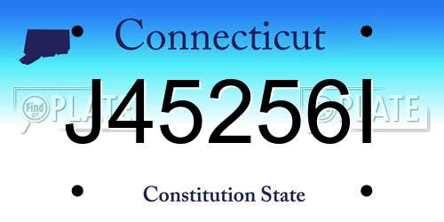 J45256I Connecticut License Plate