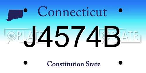 J4574B Connecticut License Plate