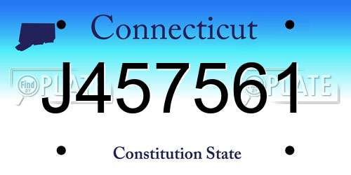 J457561 Connecticut License Plate