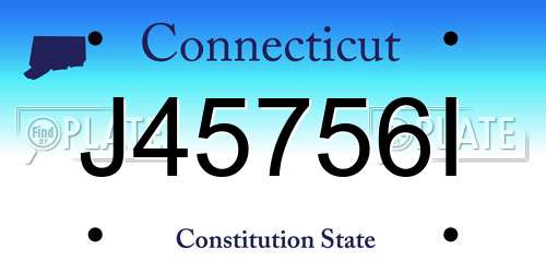 J45756I Connecticut License Plate