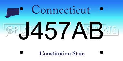 J457AB Connecticut License Plate