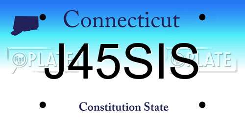 J45SIS Connecticut License Plate