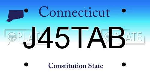J45TAB Connecticut License Plate