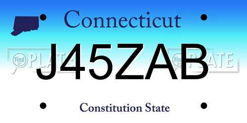 J45ZAB Connecticut License Plate