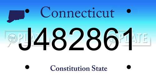 J482861 Connecticut License Plate