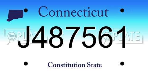J487561 Connecticut License Plate