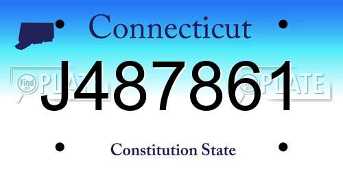 J487861 Connecticut License Plate