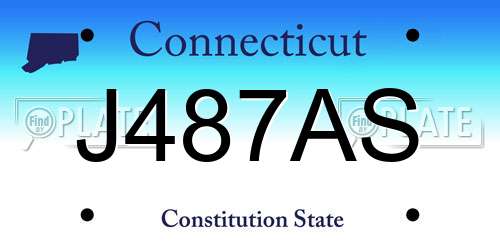 J487AS Connecticut License Plate