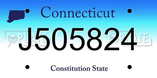 J505824 Connecticut License Plate