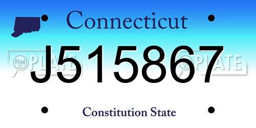 J515867 Connecticut License Plate