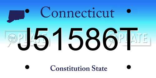 J51586T Connecticut License Plate