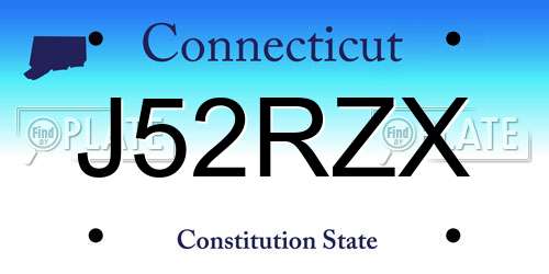 J52RZX Connecticut License Plate