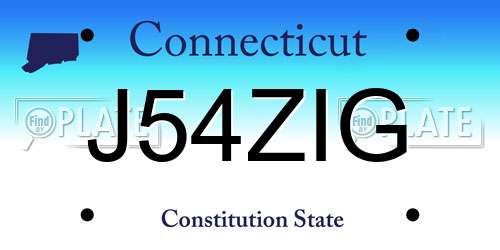 J54ZIG Connecticut License Plate