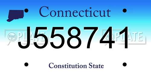 J558741 Connecticut License Plate