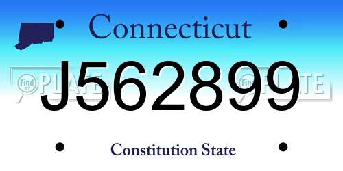 J562899 Connecticut License Plate