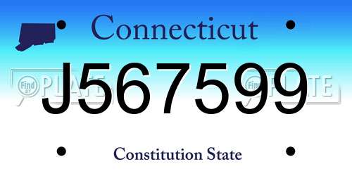 J567599 Connecticut License Plate