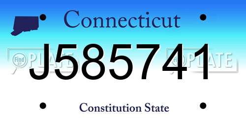 J585741 Connecticut License Plate