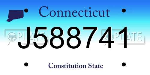 J588741 Connecticut License Plate