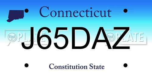 J65DAZ Connecticut License Plate