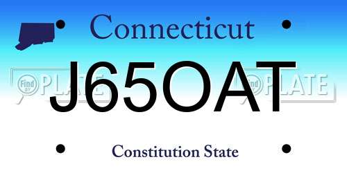 J65OAT Connecticut License Plate