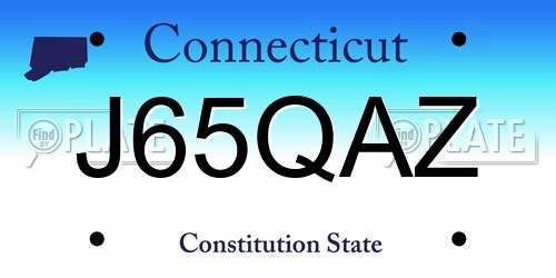 J65QAZ Connecticut License Plate