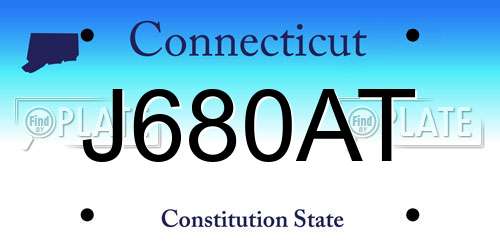 J680AT Connecticut License Plate