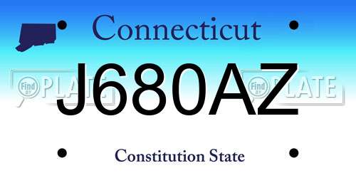 J680AZ Connecticut License Plate