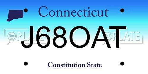 J68OAT Connecticut License Plate