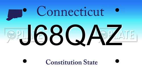 J68QAZ Connecticut License Plate