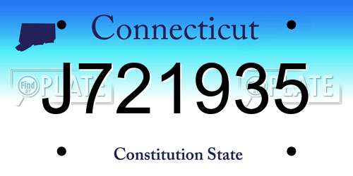J721935 Connecticut License Plate