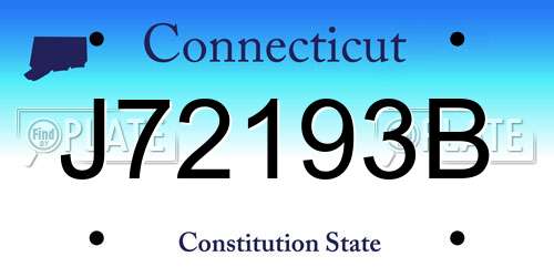 J72193B Connecticut License Plate