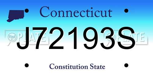 J72193S Connecticut License Plate
