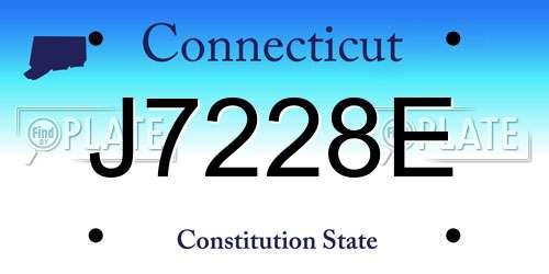 J7228E Connecticut License Plate