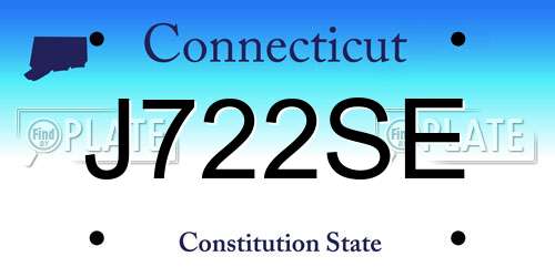 J722SE Connecticut License Plate