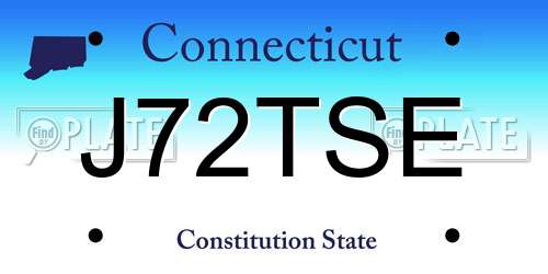 J72TSE Connecticut License Plate