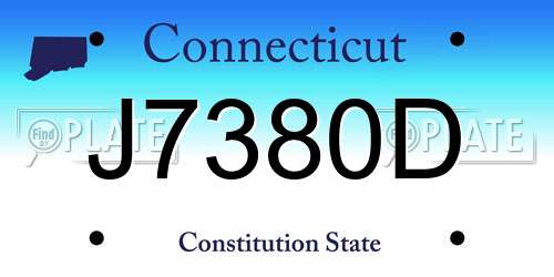 J7380D Connecticut License Plate